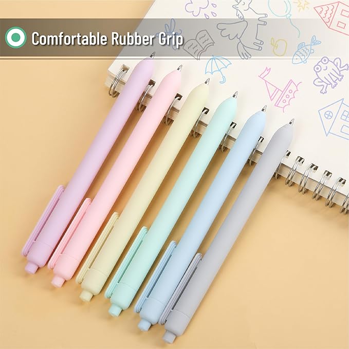 Mr. Pen- Retractable Gel Pens, 6 Pack, Color Ink Gel Pens Fine Point, Pastel Colors, 0.7mm Gel Pens Fine Point, Retractable Pens, Cute Pens, Aesthetic Pens for Journaling Fine Tip Pens