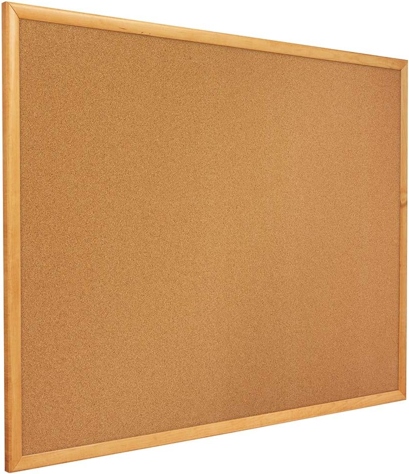 Quartet Cork Board, Bulletin Board, 5' x 3' Corkboard, Oak Finish Frame (305)