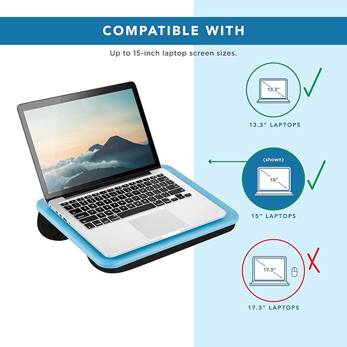 LAPGEAR Compact Lap Desk - Alaskan Blue - Fits up to 15 Inch Laptops - Style No. 43103