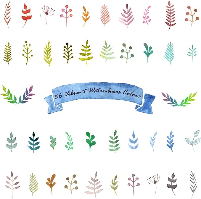 Ohuhu Markers for Adult Coloring Books No bleeding 36 Colors Coloring Markers Water-based Dual Tips Fineliner & Brush Drawing Pens Art Markers for Kids Adults Sketch Journal - Maui - Black