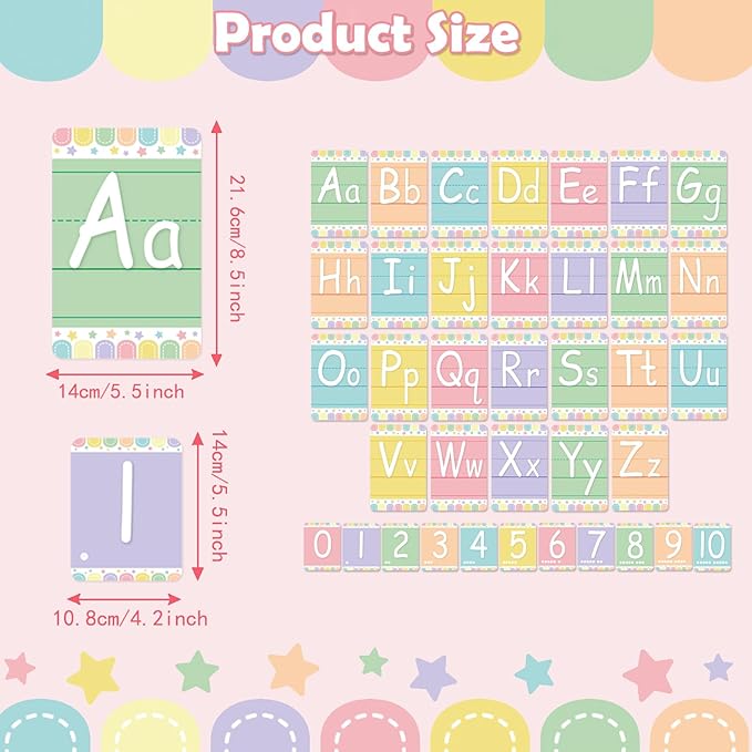 Bulletin Board Letters - ABC Alphabet Poster Classroom Decorating Set Toddler English Poster Kindergarten Elementary Classroom Nursery Home Wall Decoration（Soft Tones）