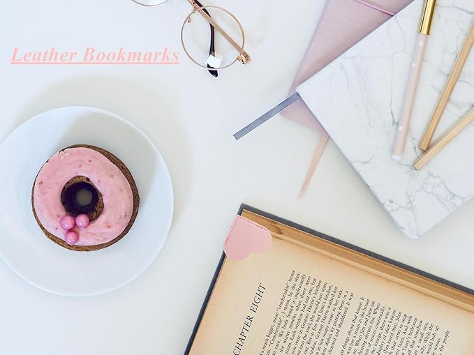 Leather Loveheart Bookmark,7pcs Page Corner Marks Reading Book Marker Book Reading Christmas Gift for Book Lovers