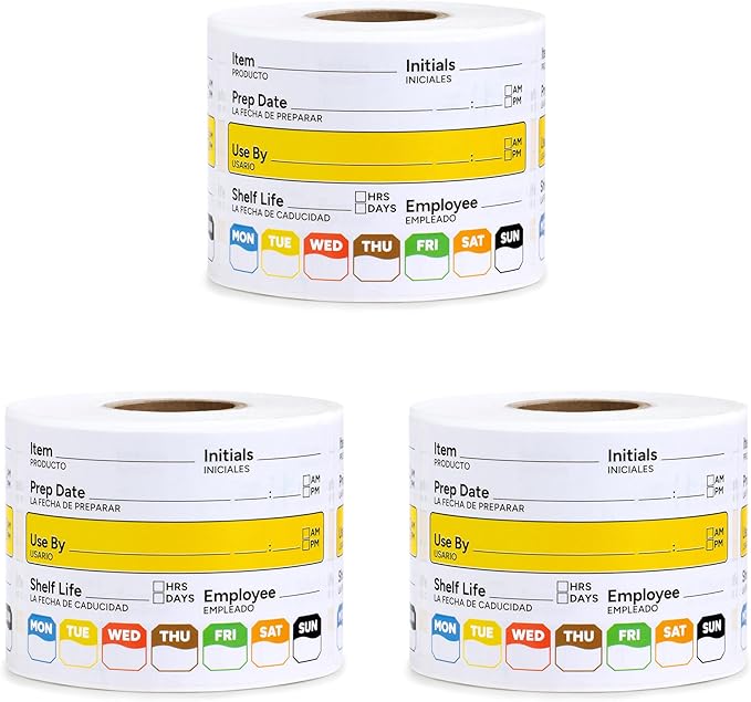 Restaurant Quality Shelf Life Food Rotation Labels, 2” x 3” Self-Adhesive Removable Freezer Food Labels Stickers, Perfect for Reusable Containers, Easy to Remove, Food Safety Date Sticker (3 PCS)