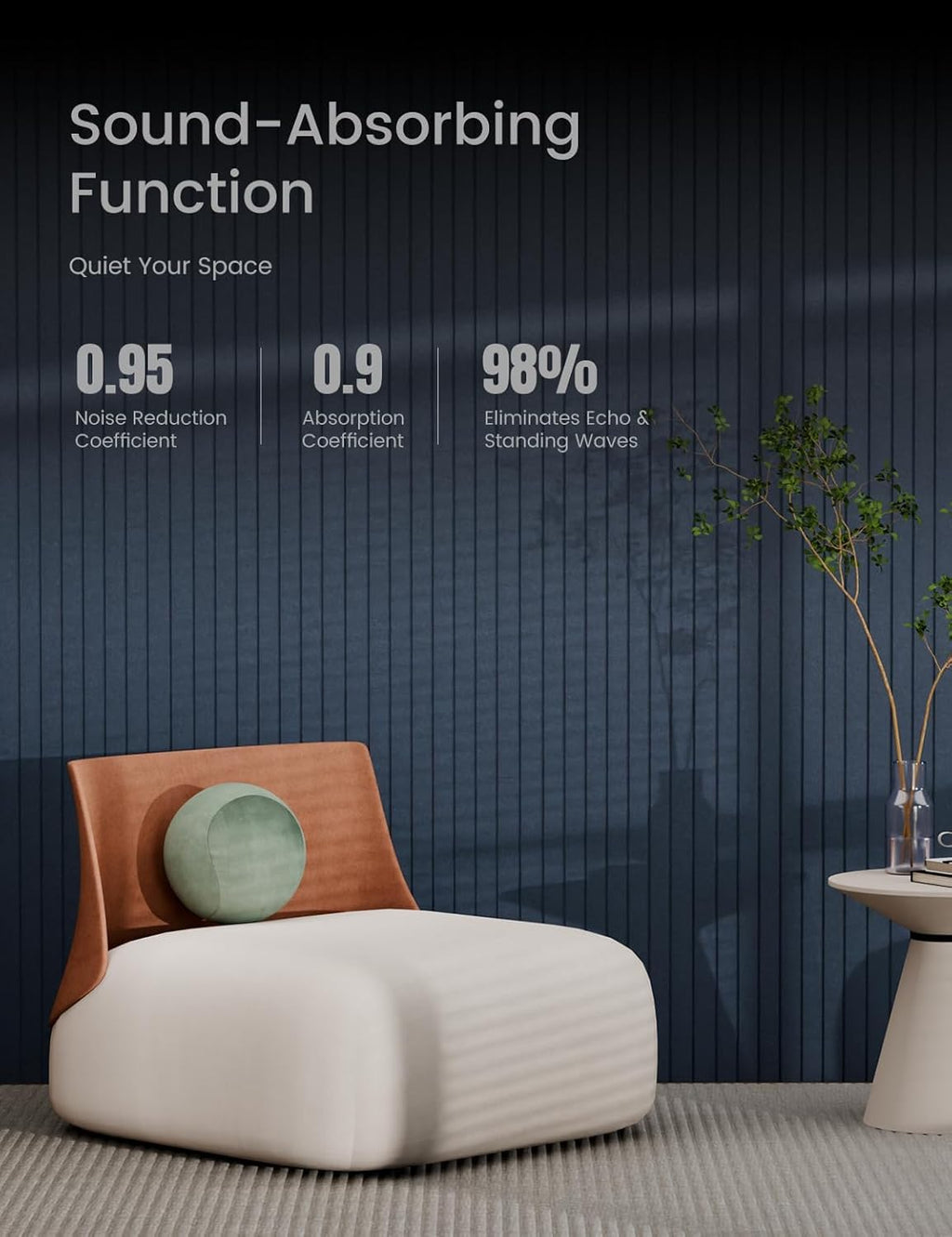 Bumusty Large Cork Board Alternative-47 x35 Felt Bulletin Board Tiles, with 30 Pushpins, 70 Adhesive Tabs, 12-Pack Slat Wall Paneling, Cork Boards for Office Push Pin Board Felt Board-Denim Blue