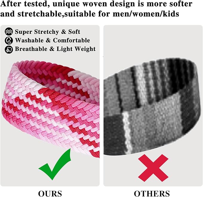 Fishent Stretchy Wristlet Keychain,Braided Cute Wrist Lanyards for Keys, Key Chain Holder for Women Men, Wrist Strap Keychain for Car Keys Phone Camera Wallet ID Badges Card (Strawberry Red)