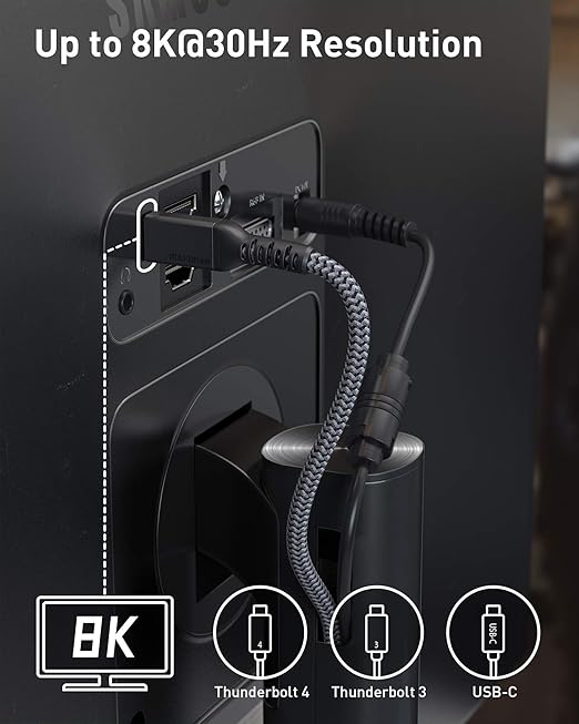 Maxonar [2 Pack 6.6Ft] Thunderbolt 4 Cable, TB4 Cable 40Gbps Data Sync/100W Charging and 8K Display for Thunderbolt 4/3, USB 4,USB C
