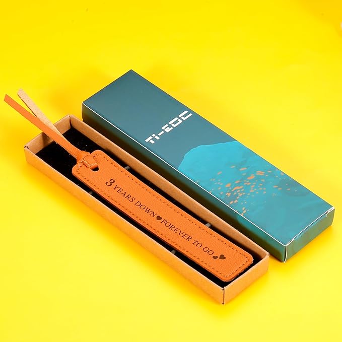 Leather Bookmark 3rd Wedding Anniversary, 3 Year Anniversary Wedding Gifts for Women Men Valentines Day Christmas Birthday Gifts 3 Years as Husband & Wife Gift for Her Him Couple 3 Years of Marriage