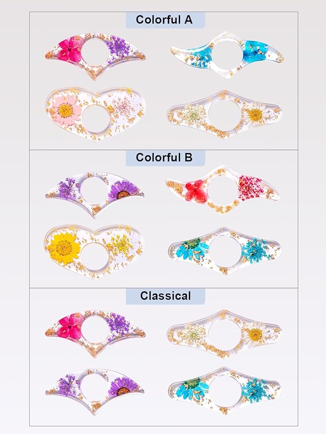 4 Pieces Dried Flower Resin Book Page Holder Transparent Thumb Ring Page Holder Handmade Personalized Flower Resin Bookmark Reading Accessories Gift for Teachers Book Lovers (Colorful B)