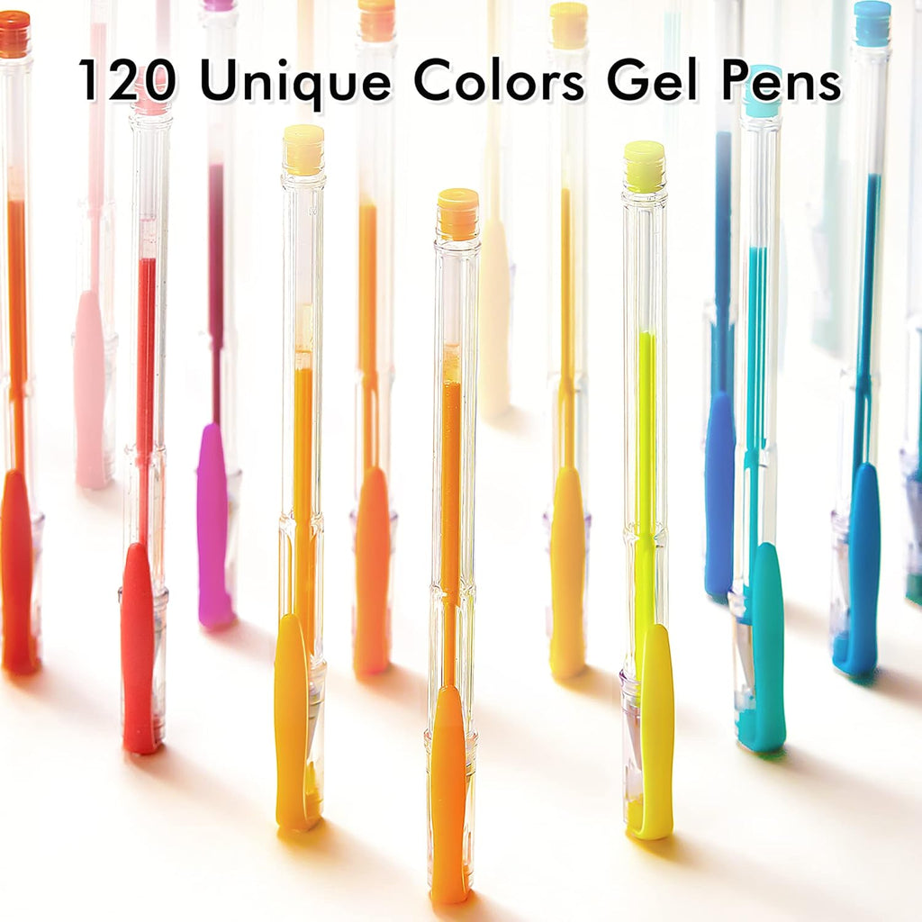 Shuttle Art 120 Unique Colors (No Duplicates) Gel Pens Gel Pen Set for Adult Coloring Books Art Markers