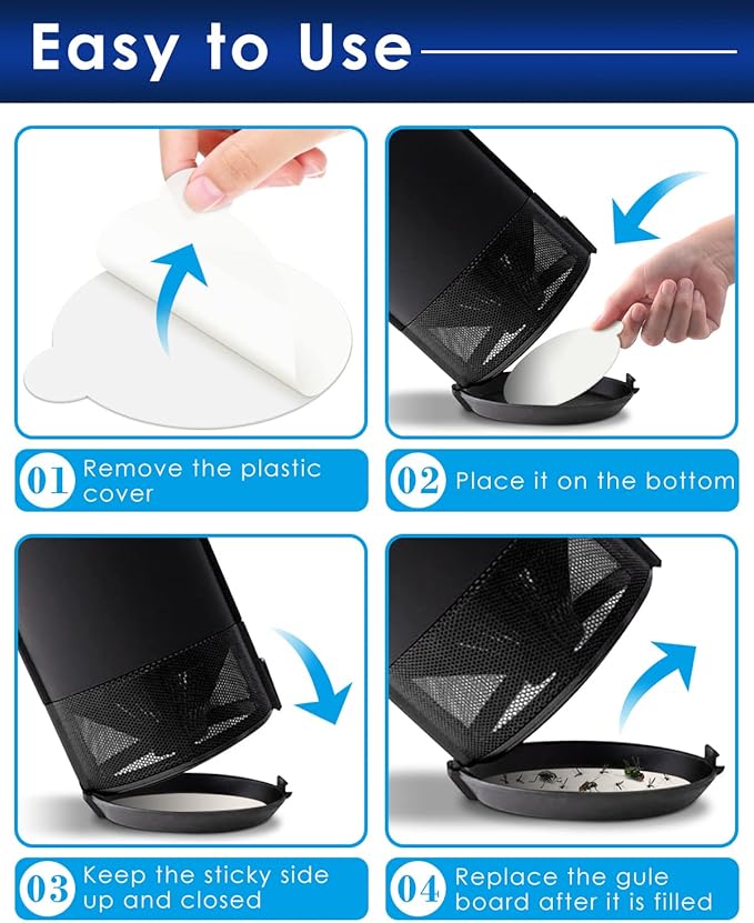 50Pack 4.3 Inches Replacement Glue Boards, Refillable Glue Boards Round Sticky Compatible for Katchy, Fenun, FVOAI, MOAHUNT Most Models Indoor Outdoor Lamp