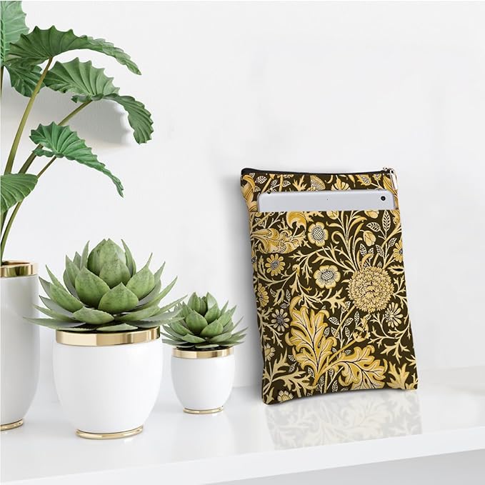 Vintage Flower Book Sleeve Book Lovers Gifts Autumn Style Waterproof Book Cover Book Accessories Book Covers for Paperbacks Book Pouch Book Protector with Front Pocket for Women Girls Readers Mentor