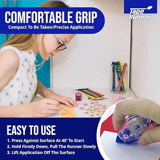 TAPE RUNNER - Double Sided Adhesive with Dispenser Roller Included - Acid Free, Sticky, Clear & Transparent - Ideal for Scrapbooking, Crafts & More - Mini (197 inches per Cartridge), 5 Cartridges