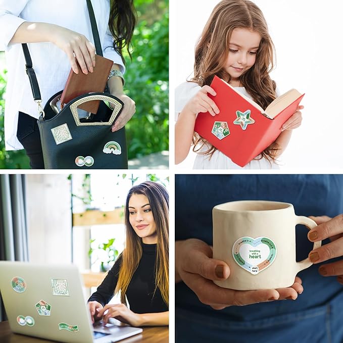 Libima 72 Pieces Anxiety Sensory Stickers Anxiety Textured Stickers Fidget Stickers Mindfulness Sticker School Counselor Supplies Adult Sensory Items Anxiety Relief, 9 Styles (Fresh Color)