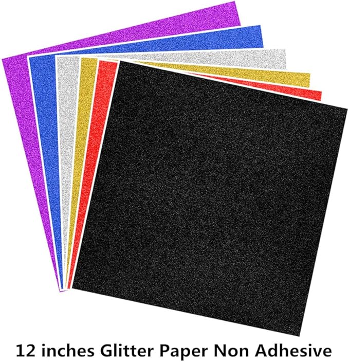 Baisunt 10 Sheets Black Glitter Cardstock Paper for Graduation Cap DIY Project, Scrapbook, Birthday Wedding Party Decoration 250GSM(12x12 In, Non Adhesive)