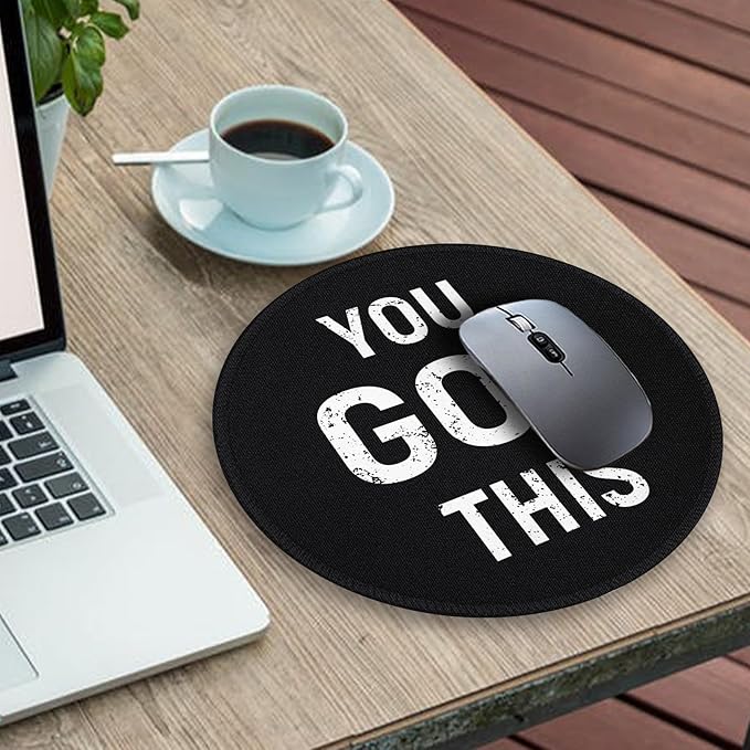 Gctriki Black Round Mouse Pad, Motivation Home Office Desk Black Decor for Men Women, Funny Computer Mouse Pads for Desk Laptop Gaming, Inspirational Office Gifts for Coworkers - You Got This