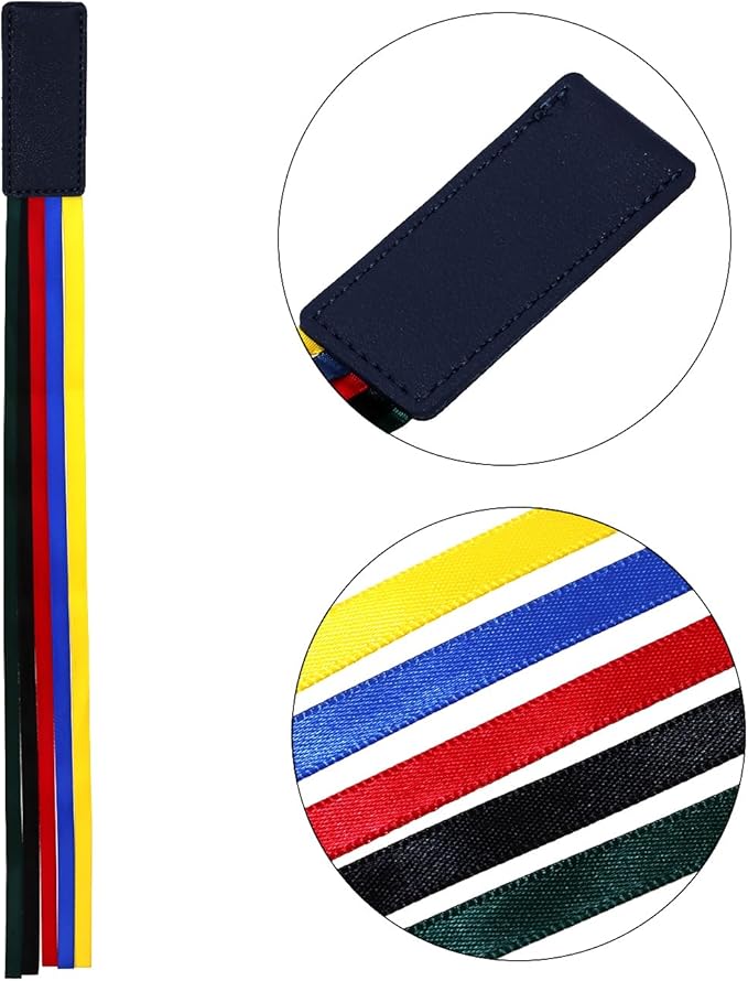 Bible Ribbon Bookmark Artificial Leather Multiple Page Marker with 5 Color Ribbons for Book Lover Reader Teacher Student Christmas Gift (Blue)