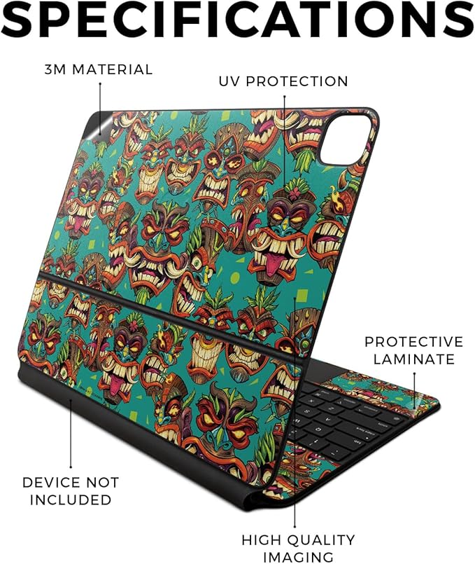 Skin Compatible with Apple Magic Keyboard for iPad Air 13-inch (M2) 2024 - Crazy Tikis - Premium 3M Vinyl Protective Wrap Decal Cover - Easy to Apply | Crafted in The USA by MightySkins