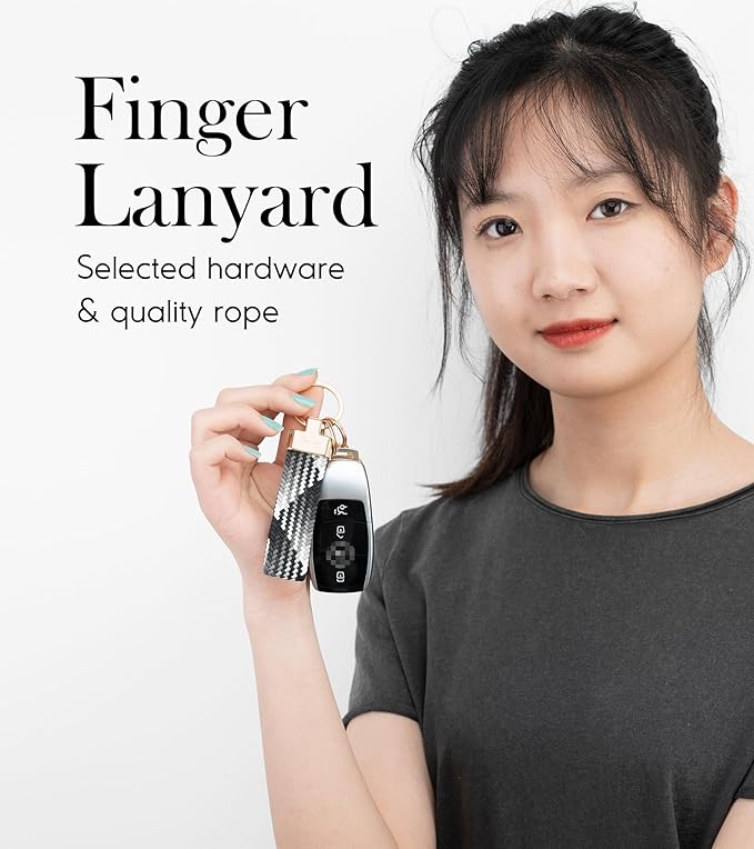 SENLLY Car Keychain, Stretchy Key Holder, Original Elastic Anti-Drop Design Finger Lanyard Strap