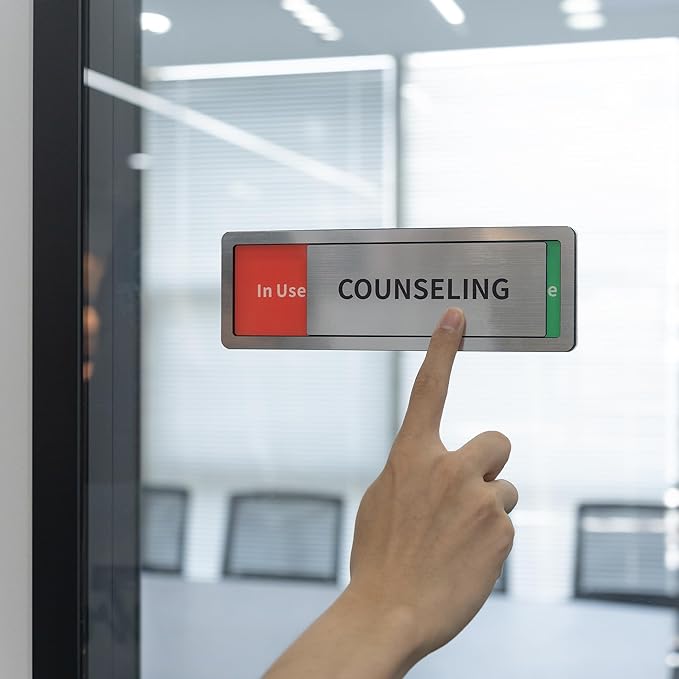 Lactation Room Door Sign with Slider, Do Not Disturb Privacy Office Sign, In Use/Available Acrylic Sliding Indicator for Business Hospital Home, Brushed Silver 8" x 2.6"