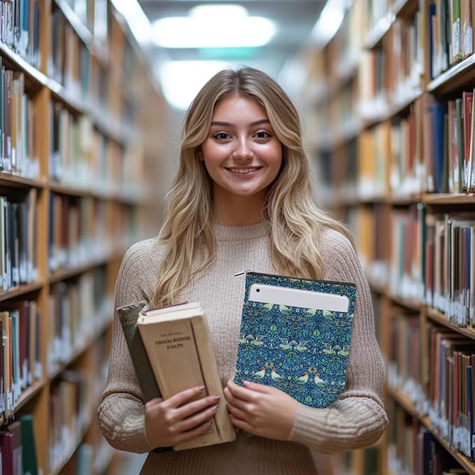 Vintage Flower Bird Book Sleeve Book Lovers Gifts Autumn Style Waterproof Book Cover Book Accessories Book Covers for Paperbacks Book Pouch Book Protector with Front Pocket for Women Girls Friend