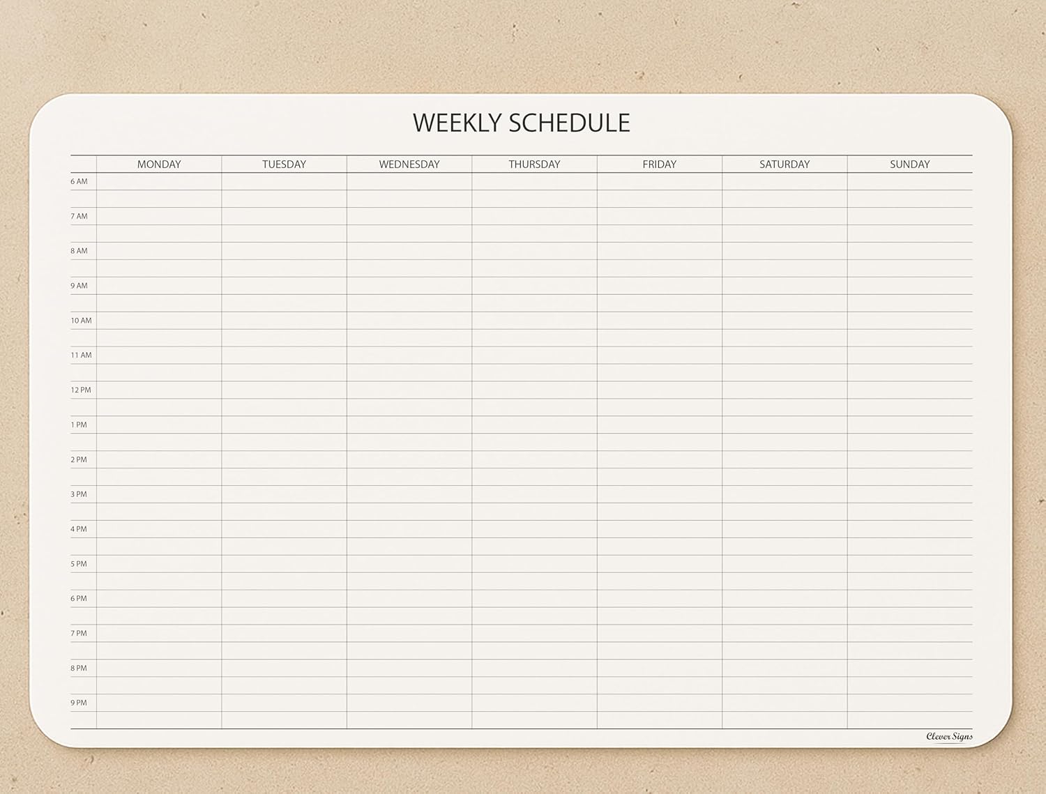 Schedule Pad, Tear Off Undated Weekly Planner Notepad, A4 Size (8,3" X 11,7"), Premium Thick Paper with Cardboard Back Support, Weekly Desk Planner by CLEVER SIGNS