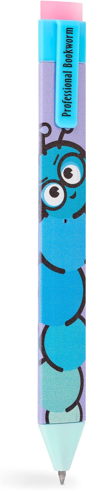 New Pen Bookmark with Refills | Erasable Ballpoint Gel Pen and Bookmark 3-in-1 | Ink Novelty Pen with Eraser | Page Marker | Book Marker | Page Holder Clip | Gift for Reader and Writer (Bookworm)