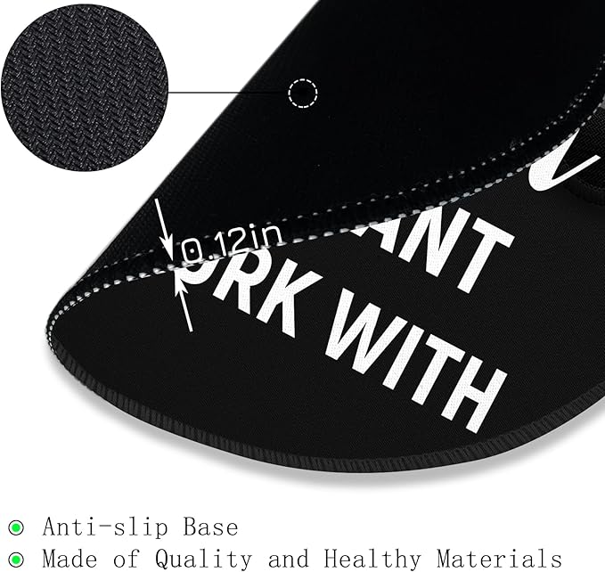 Gctriki Black Computer Mouse Pad for Desk, Funny Small Round Mousepad for Laptop Gaming Work, Inspirational Office Desk Decor Accessories Supplies Gifts for Coworkers Men Women