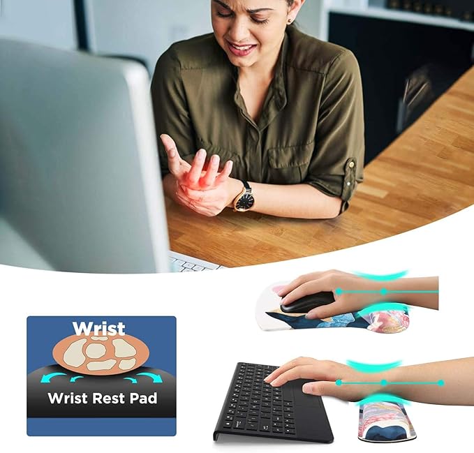 iCasso Keyboard Wrist Rest and Mouse Wrist Rest Pad, Made of Memory Foam, Ergonomic Support, Easy Typing and Relieve Wrist Pain, Perfect for Gaming, Computer, Office, Laptop (N-Abstract Scenery)