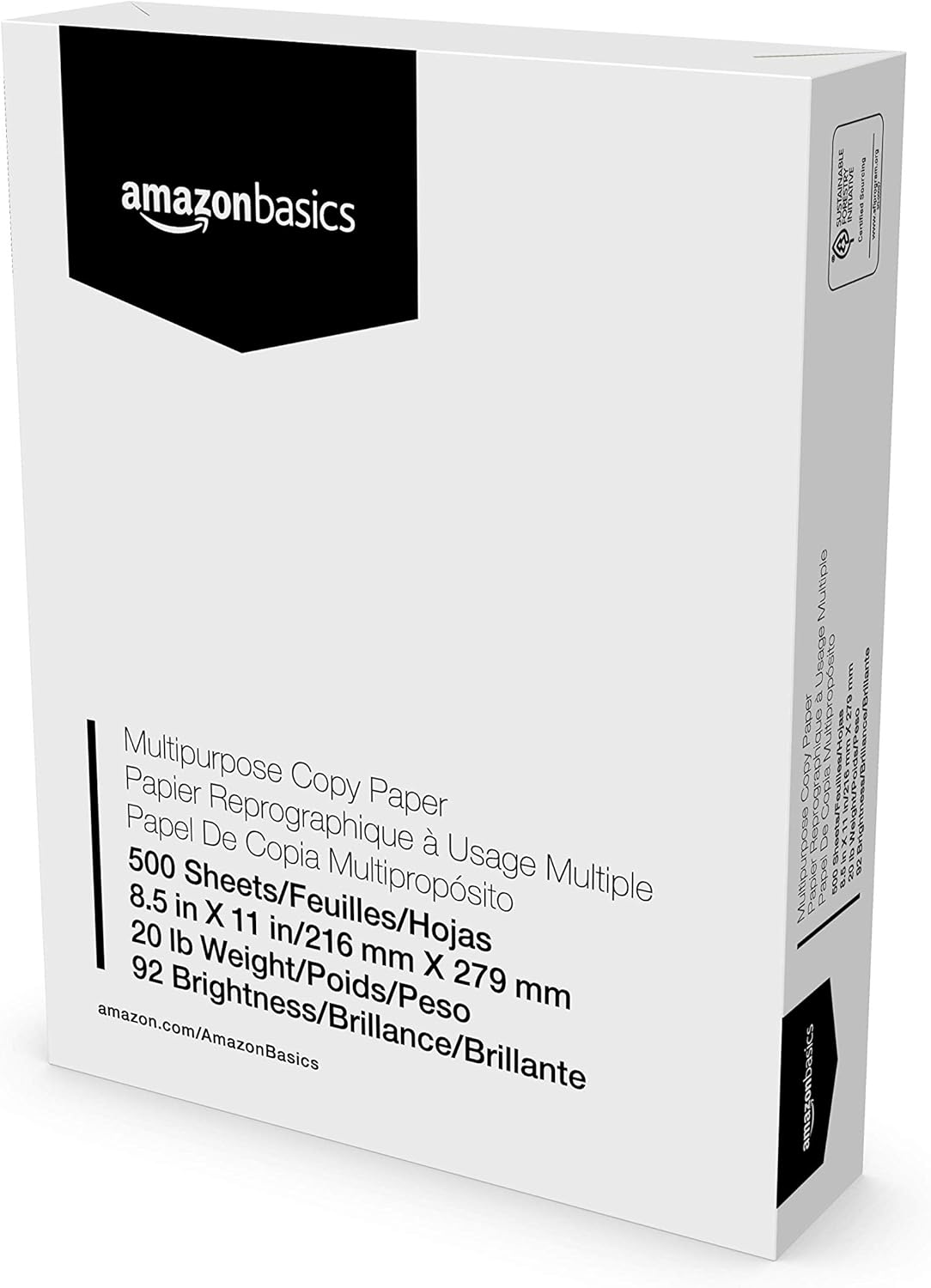 Amazon Basics Multipurpose Copy Printer Paper, 8.5 x 11 Inches, 20 lb, Truckload, 21 Pallet, 8,400 Reams (4.2M Sheets), 92 Bright, White