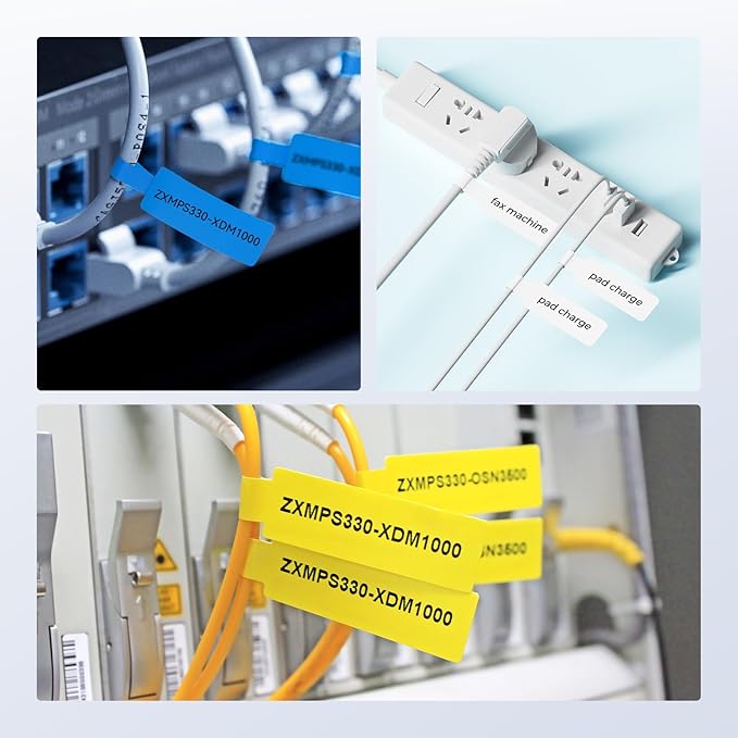 NIIMBOT Red Cable Labels Maker Tape for D11/D110/D101 Label Maker, 0.49'' x 4.29'' -65 Tapes/Roll, Thermal Label Tape for Home Office Labeling Tape Replacement