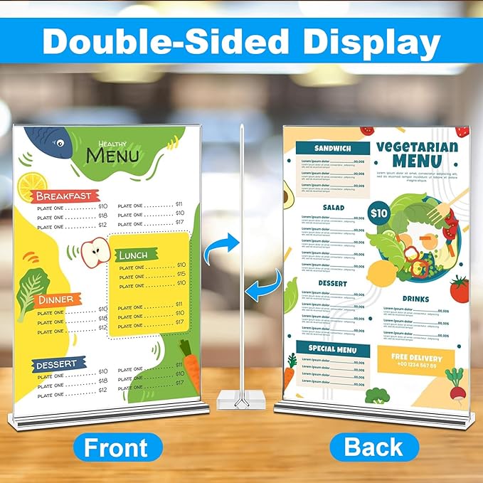 EHWINE 3 Pack Acrylic Sign Holder 8.5 x 11, Double-Sided Stand up Table Top Sign Holders, Clear Acrylic Picture Frame Menu Flyer Paper Holder Display Stand for Office Business Store Wedding Party