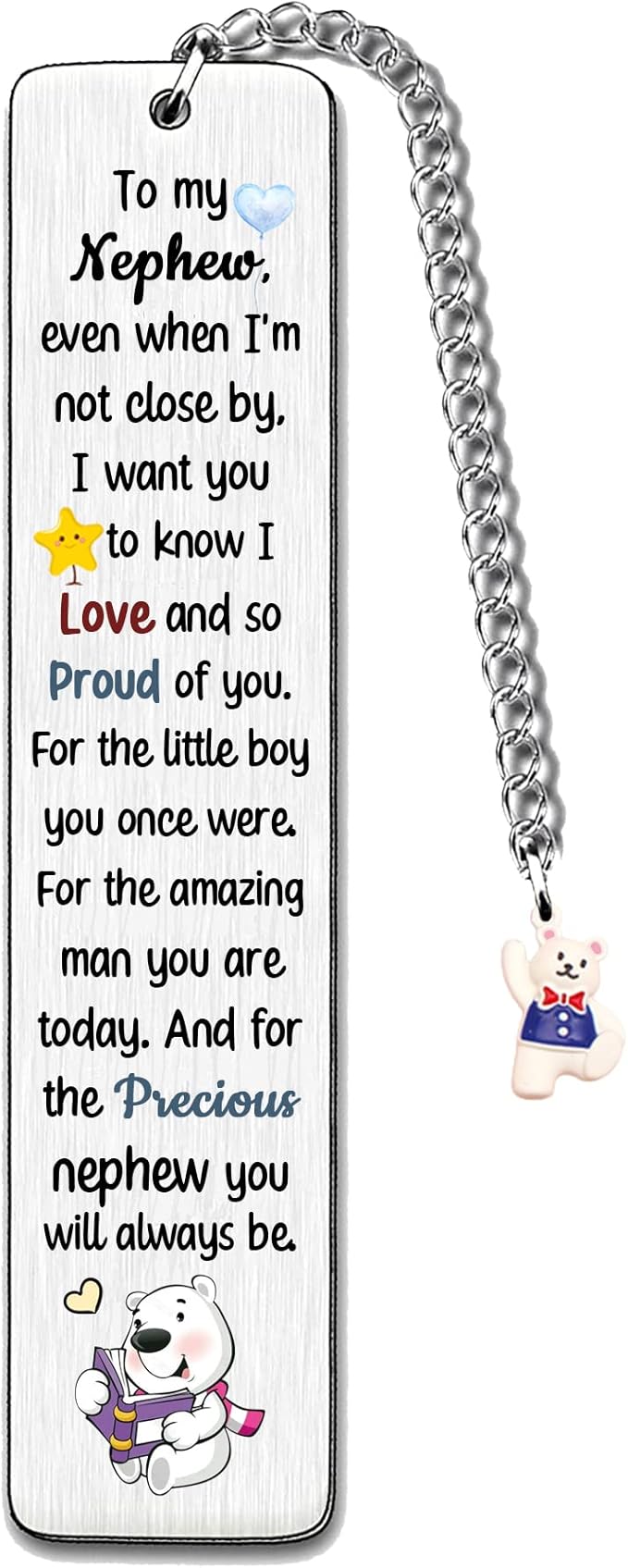 Nephew Bookmarks Birthday Gift Man Christmas Encouragement Bookmark Teens Graduation Distance Farewell Back to School Present Appreciate Reminder Go to University Proud of You Keepsakes Cute Bear