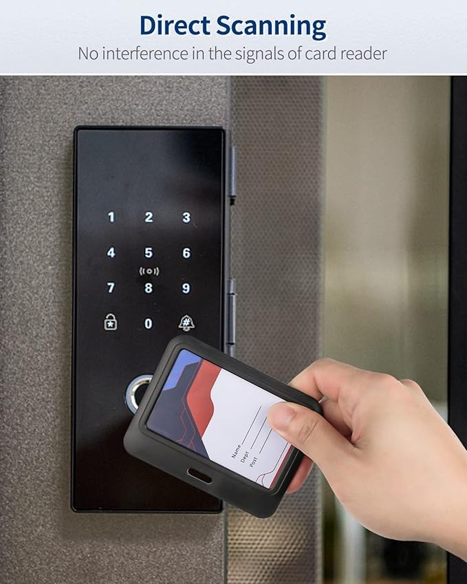 Uniclife 6 Pack Sliding ID Badge Holder Black Horizontal Hard Plastic Case with Clear Window Card Protector Pouch for Office School ID Credit Cards Proximity Key Cards Driver’s Licenses and Passes