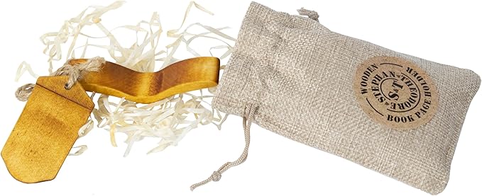 Handmade Wooden Book Page Holder - Wooden Thumb Bookmark - Novel Reading Accessories, Book Gadgets, Presents for Readers, Book Lovers Gifts, Bookworm (Maple + Stain)