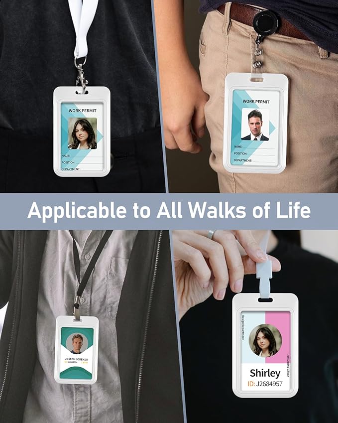 Uniclife 1 Pack Sliding ID Badge Holder Vertical Hard Plastic Case with Clear Window White Card Protector Pouch for Office School ID Credit Cards Proximity Key Cards Driver’s Licenses and Passes