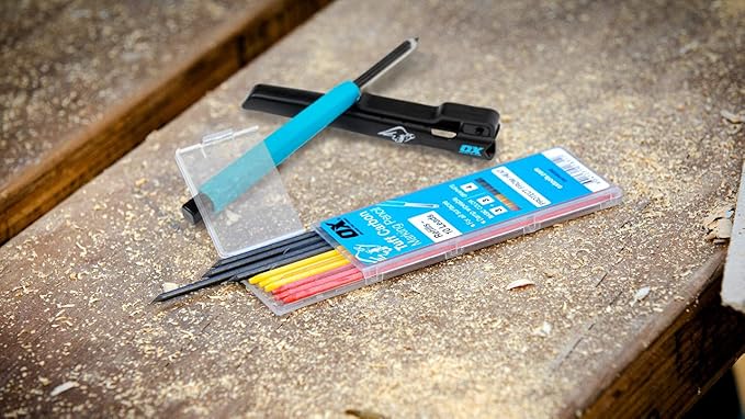 OX Tools Tuff Carbon Marking Pencil Replacement Lead 10-Pack with Red, Yellow & Graphite Lead, 2.8 mm lead, OX-P503202