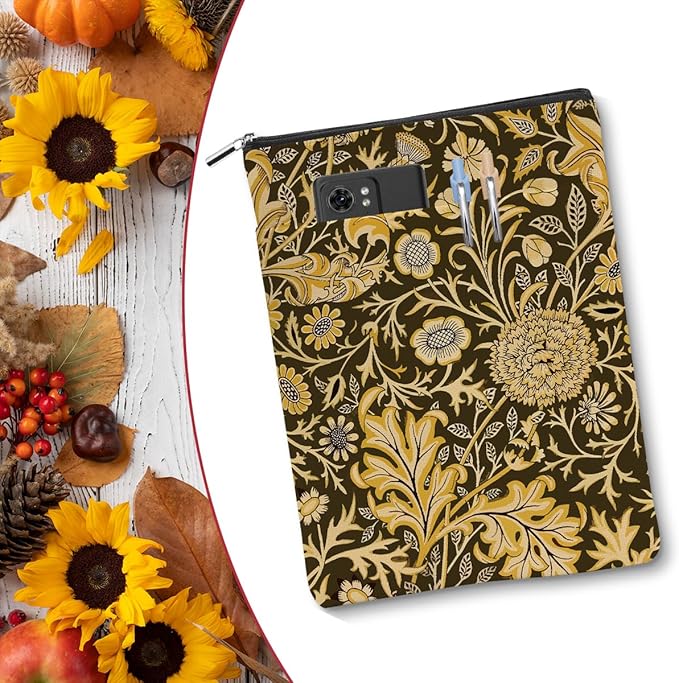 Vintage Flower Book Sleeve Book Lovers Gifts Autumn Style Waterproof Book Cover Book Accessories Book Covers for Paperbacks Book Pouch Book Protector with Front Pocket for Women Girls Readers Mentor
