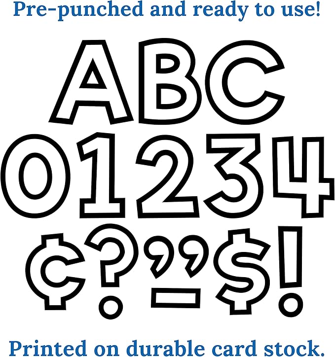 Carson-Dellosa White with Black Trim Combo Pack Bulletin Board Letters