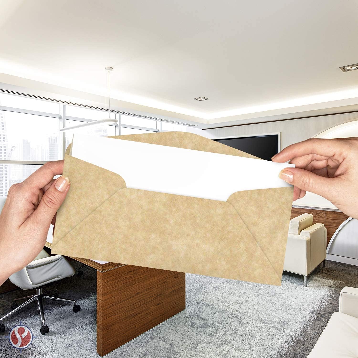 Elegant Aged Parchment #10 Business Envelopes – Great for Invitations, Greetings, Holiday, Office, Invoices, Letters, Mailings | 4 1/8 x 9 1/2 Inches | 50 Per Pack