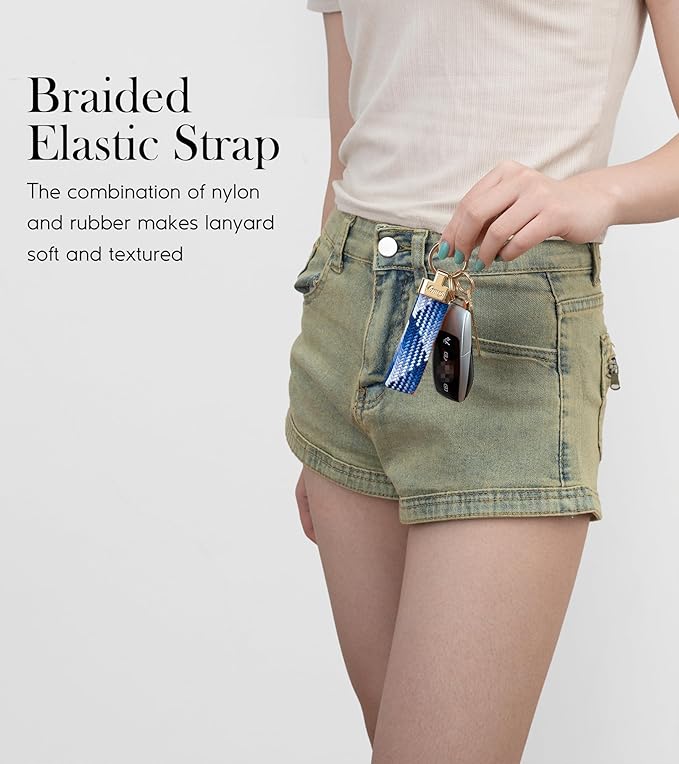 SENLLY Car Keychain, Stretchy Key Holder, Original Elastic Anti-Drop Design Finger Lanyard Strap