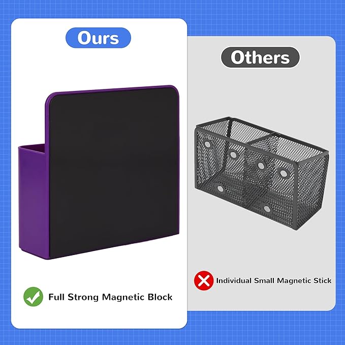 Magnetic Dry Erase Marker Holder, Magnetic Pen Marker Holder for Whiteboard, Fridge, Locker Accessories, School, Office, Home, Magnet Pen Cup,1 Pack, Purple