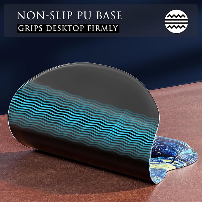 MROCO Ergonomic Mouse Pad with Gel Wrist Rest, Comfortable Mousepad with Smooth Wrist Support Surface and Non-Slip PU Base for Pain Relief, Computer, Laptop, Office & Home, 9.4 x 8.1 in, Starry Night