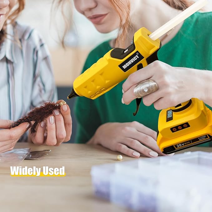 MONVICT Cordless Glue Gun for Dewalt 20V Battery, Upgraded 100W Digital Temperature Adjustable Handheld Electric Power Full Size Heavy Duty Hot Glue Gun with 10 Glue Sticks (Battery Not Included)