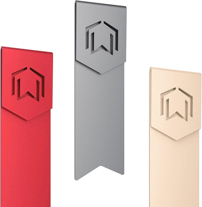 CZUR Mental Bookmark, Stylish Bookmarks, Teacher Valentine Gift, Unique Gift for Women, Men, Readers, Light&Durable Reward Bookmark with ANODIZING Technology, SuperGrip U-Shape Design-3 Pieces