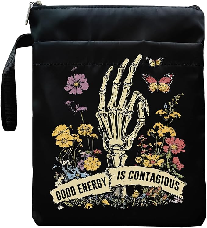 Book Sleeve, Book Sleeve with Zipper, Book Sleeve for Book Lovers, The Reader Tarot Card Book Sleeves, Book Pouch Kindle Protector, Gifts for Women Teacher Librarian Bookworm Bookish (Black-D, Large)