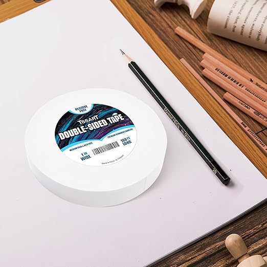 Ultra-Thin Permanent Double-Sided Tape - Double Sided Adhesive Sticky Tape for Arts, Crafts, Photography, Scrapbooking, Tear-by-Hand - Acid Free 1 Inch Wide 180FT Long