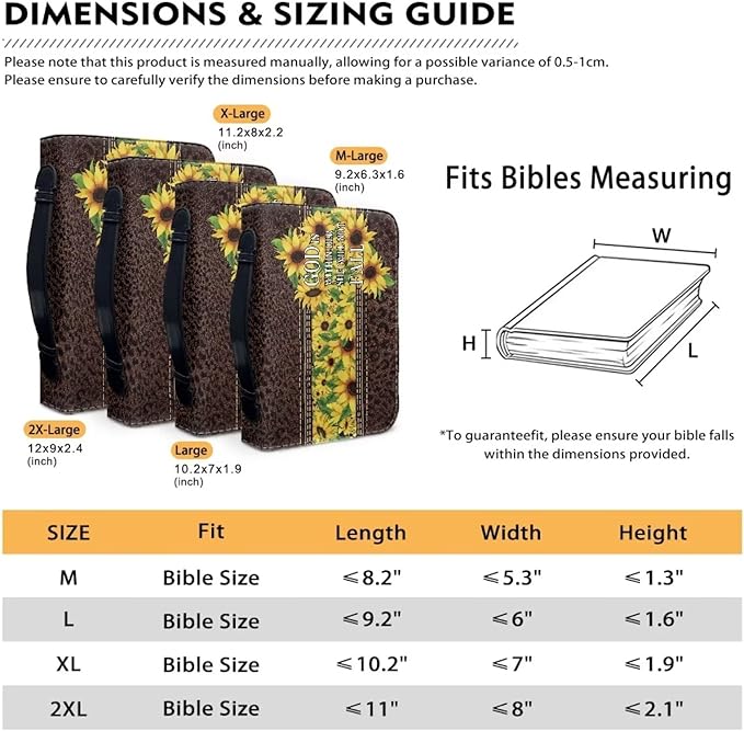 Lotusorchid PU Leather Bible Bag for Women with Inspiring Bible Verses, Sunflower Leopard Print Bible Cover Women Girls, Sturdy Bible Book Carrying Bags Christian Bible Study Accessories, XL