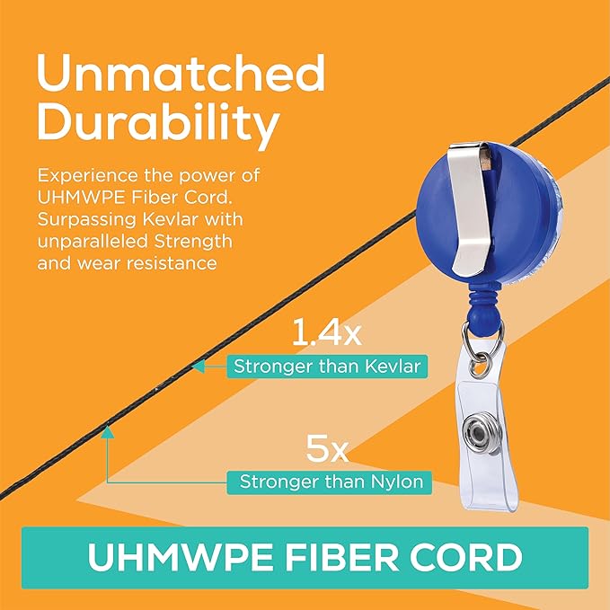 Will Well Badge Holders with Belt Clips for Securing onto Pockets and Purse Straps, with Retractable 27.5" UHMWPE Fiber Pull Cords, Strong Build with Fun Designs - 2-Pack, Leaf Print