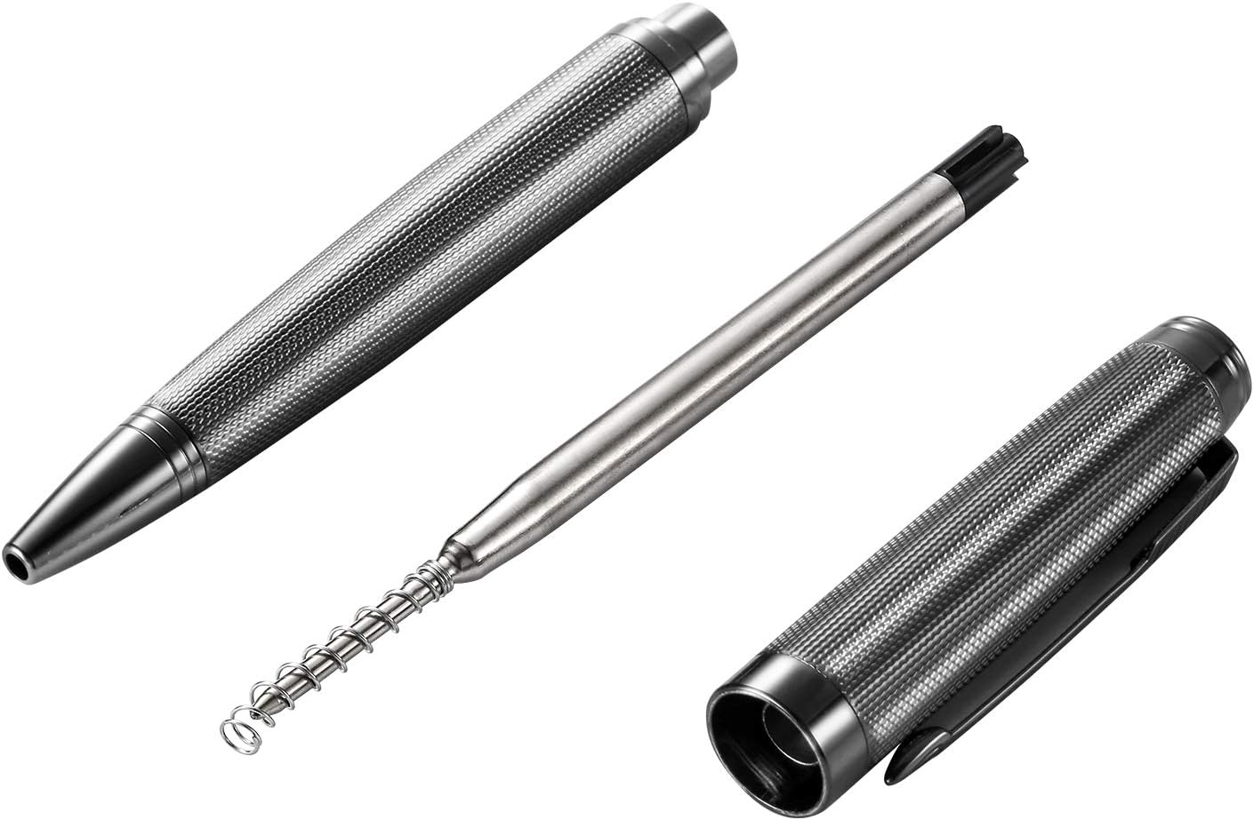 Ballpoint Pen with Gift Box for Men Women,Luxury Stainless Steel Retractable Pen Executive Home Office Use, and 2 Extra Refills Black Ink 1.0mm B2 (full gray)