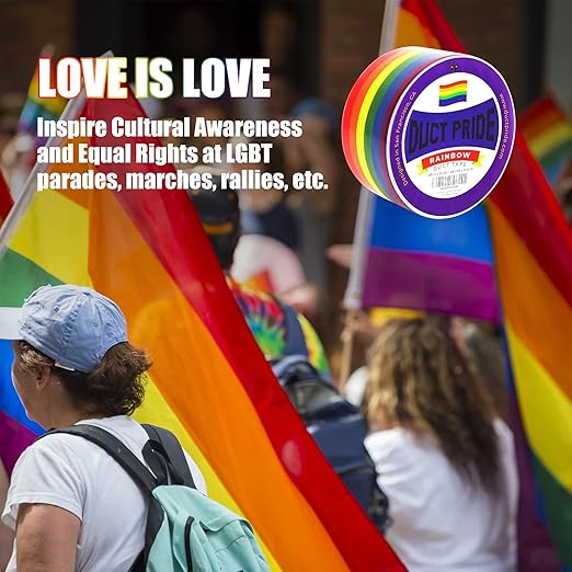 Duct Pride - Rainbow Tape | 1.88 in x 10 yds a Roll | Vibrant Bright Colors | Easy to Tear by Hand | Arts & Crafts | DIY Projects | Gay Progress Stripe Flag LGBTQ+ Parade Gift Decorations